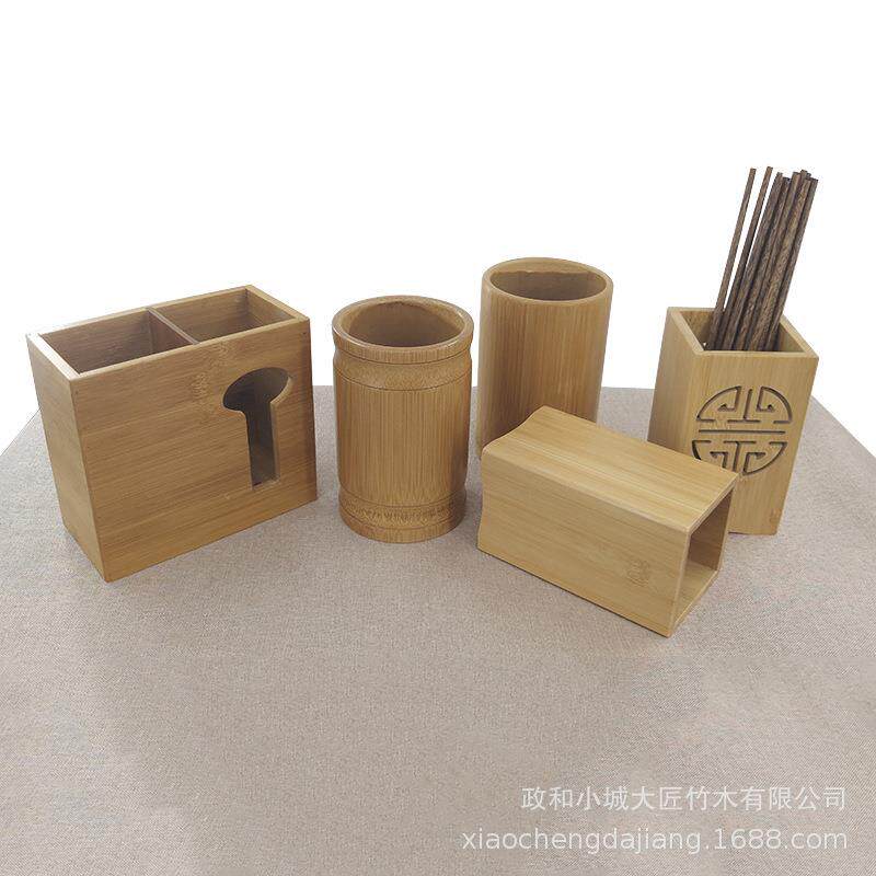 餐厅饭店竹制筷子筒复古商用筷子盒创意筷篓木质筷桶筷笼定制双筒
