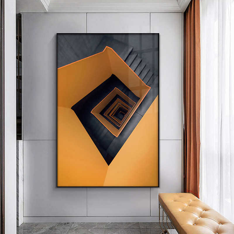 客厅落地画现代简约沙发背景墙大尺寸挂画空间延伸创意玄关装饰画