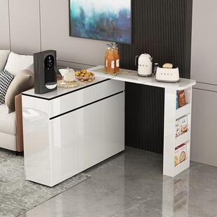 简约现代吧台餐边柜一体可伸缩旋转沙发边隔断收纳柜客厅置物柜子