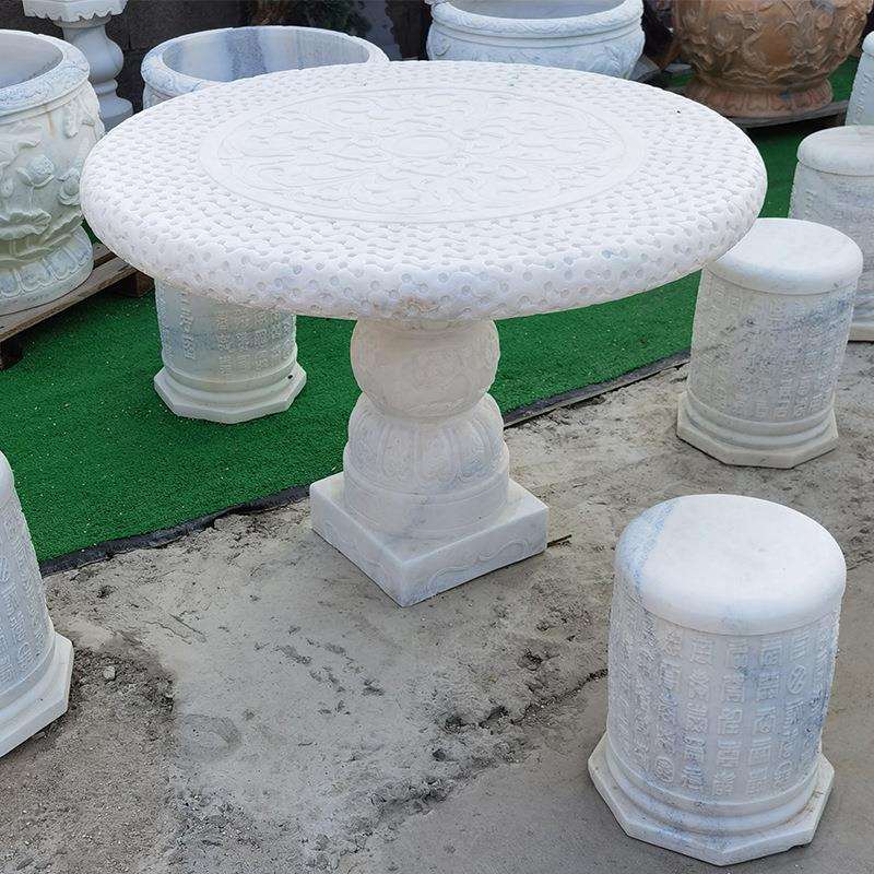 石材仿古雕塑庭院花园茶台家用仿古别墅户外休闲石桌子石凳子摆件