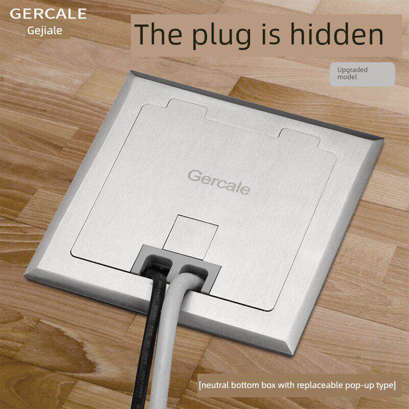 地插座全铜防水不锈钢隐藏五孔隐形网络线盖板地面插座地板插家用