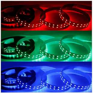 厂家直销LED5050RGB幻彩灯带外控编光双排跑马流水幻彩带DC12-24V