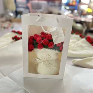 爆款玫瑰花束毯子成品手工毛线针织立体铃兰花盖毯毕业创意礼品