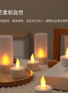 led仿真电子蜡烛灯充电款万圣节圣诞无焰塑料小夜灯氛围感道具6座