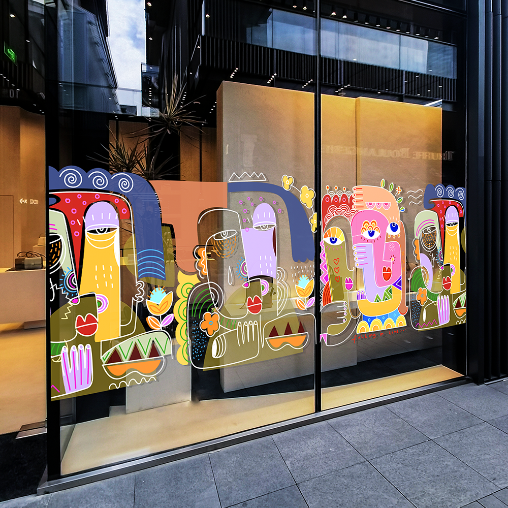 毕加索彩色时尚艺术玻璃门贴纸装饰静电贴画美术绘画培训教室布置图片