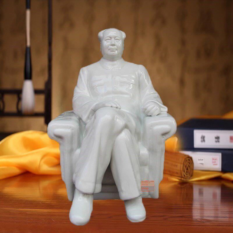 毛主席像陶瓷像摆件伟人招手雕塑白瓷办公室客厅雕像人物像立像
