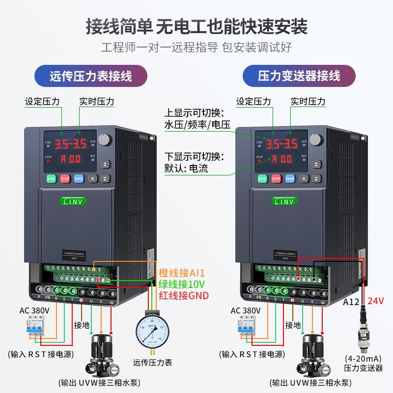 水泵专用智能恒压供水变频器0.75kw220v-220kw380v水泵增压控制器