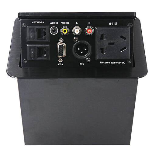 L0418气压弹起式桌面插座多功能电源公会议桌铝合金线盒