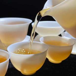 2024新款 高档羊脂玉白瓷功夫茶具套装 办公室客厅家用薄胎盖碗茶杯