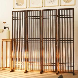 实木竹屏风隔断折叠移动客厅卧室遮挡茶楼道具复古做旧新品 新中式