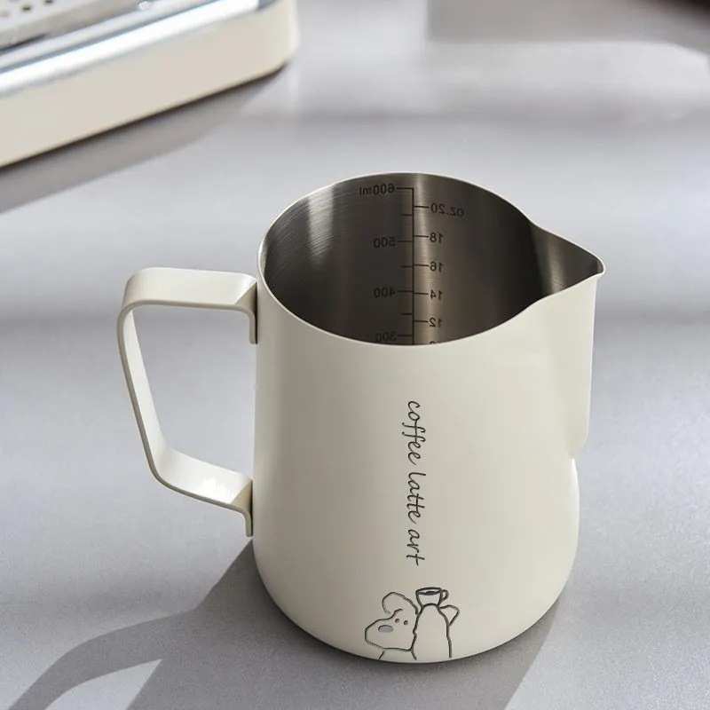 咖啡尖嘴拉花杯304不锈钢打奶缸奶泡拉花咖啡器具刻度奶泡杯