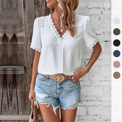 Solid Casual Loose Blouses For Women Fashion Summer Vintage