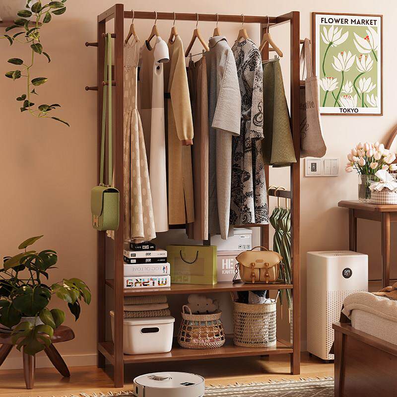 实木衣帽架卧室落地家用挂衣架小户型置物架结实耐用衣服架子