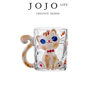 PD.Pleasure.杯具夏高顏值手繪萌貓玻璃咖啡杯 JOJO& x27;S