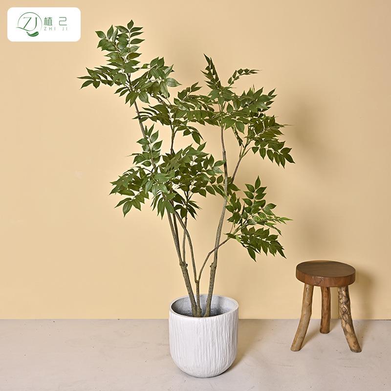 仿真绿植漆木假树室内家居落地盆栽大型艺术装饰仿真南天竹紫藤树