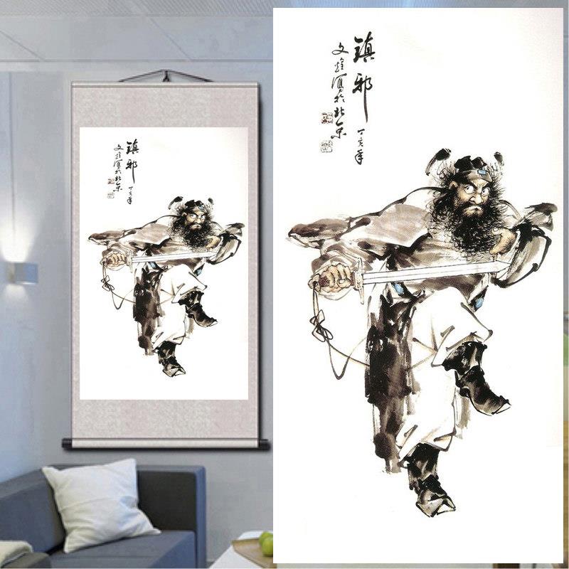 定制钟 钟馗画 画像丝绸卷轴画 画朱砂客厅国画 画钟 钟馗画 画竖