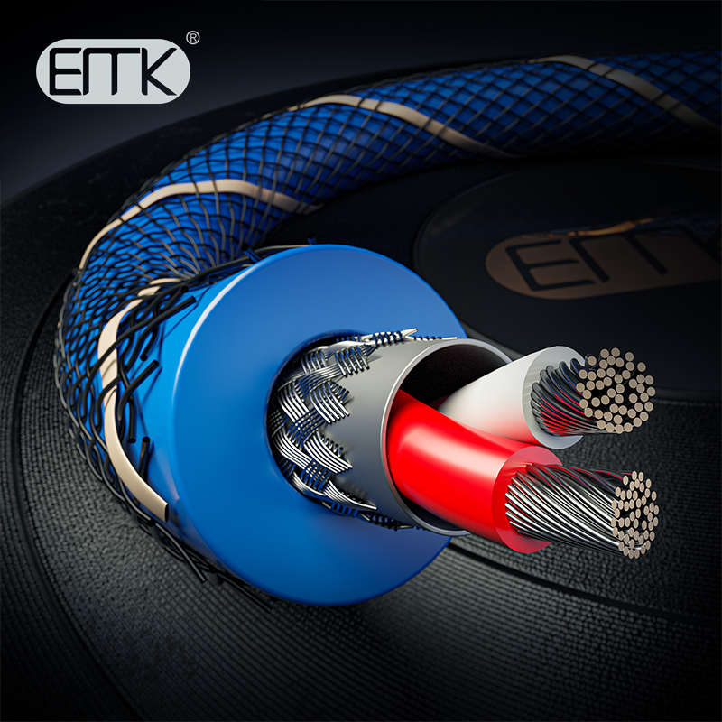 EMK 3.5转双6.5音频线一分二 6.35mm大二芯公对公调音台转接线