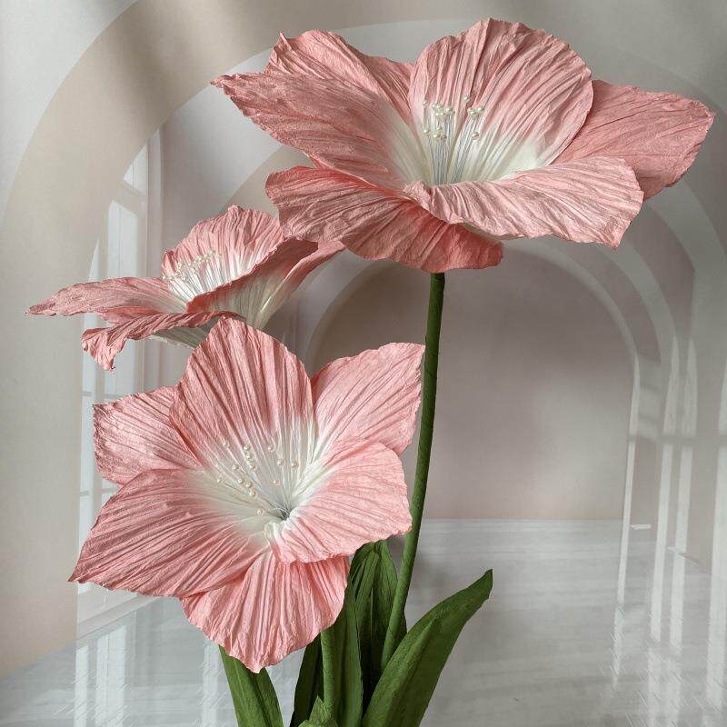 百合花纸花手工染婚庆道具饰仿真花婚礼背景路引百合花晕影摄橱窗