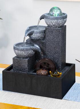 招财风水轮流水生财循环水客厅装饰办公室茶几风水球桌面水车摆件