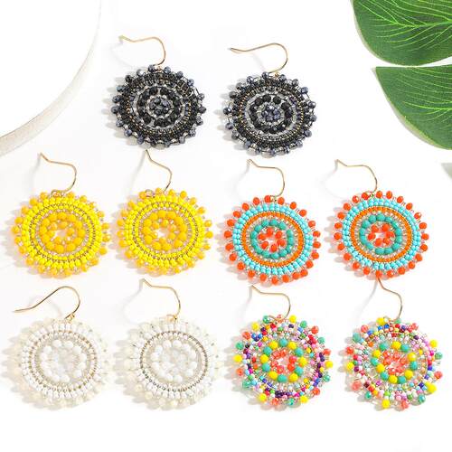 Handmade Rice Bead Earrings, Simia Earrings, Colorful