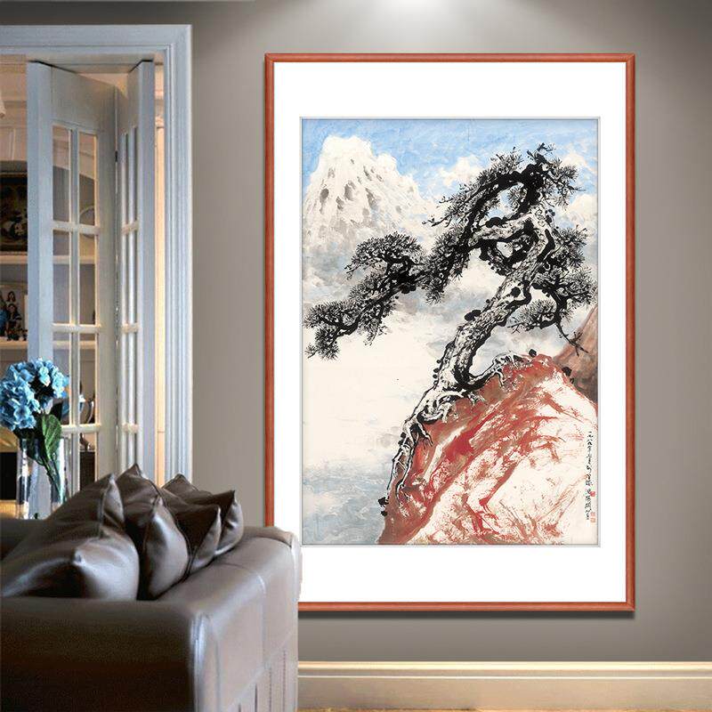 名家关山月山水国画关《山伐秋夕放图》走廊尽头挂画入关山月《户