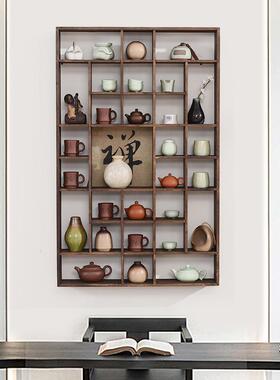 杯7ST-32W禅意茶室实展木茶架中式博置古架多宝阁壁挂茶壶茶具物