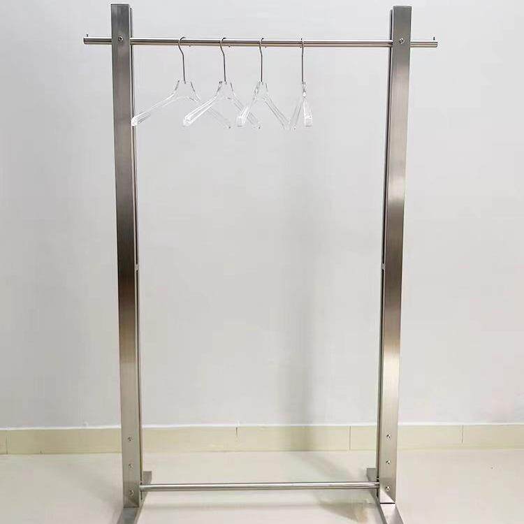 服装店女装店落地式挂衣架男装店不锈钢拉丝中岛陈列架挂包货架