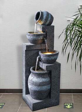 欧式流水喷泉客厅阳台室内盆景庭院花园装饰景观招财落地摆件