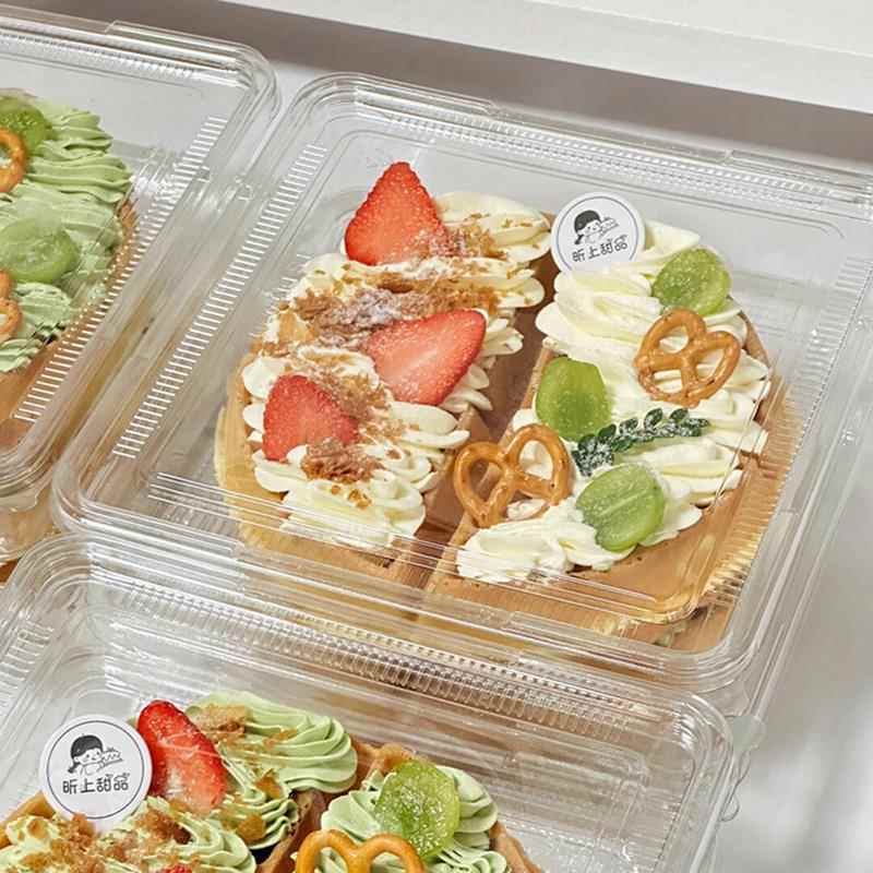 奶油华夫饼包装盒透明中式糕点水果雪花酥曲奇麻薯蛋糕卷打包盒子