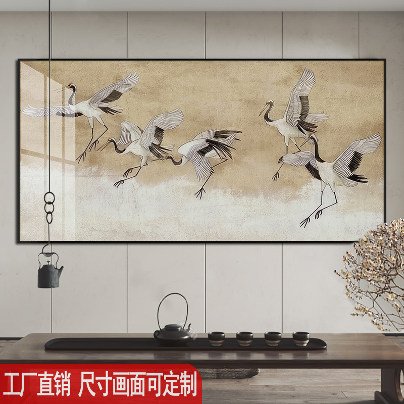 新中式客厅沙发背景墙挂画茶楼茶室大气壁画样板间软装画布装饰画