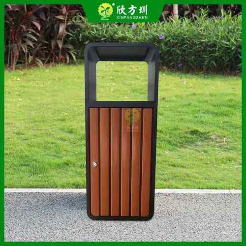 户外公园景区方形钢木垃圾桶喷粉金属不锈钢镀锌板果皮箱