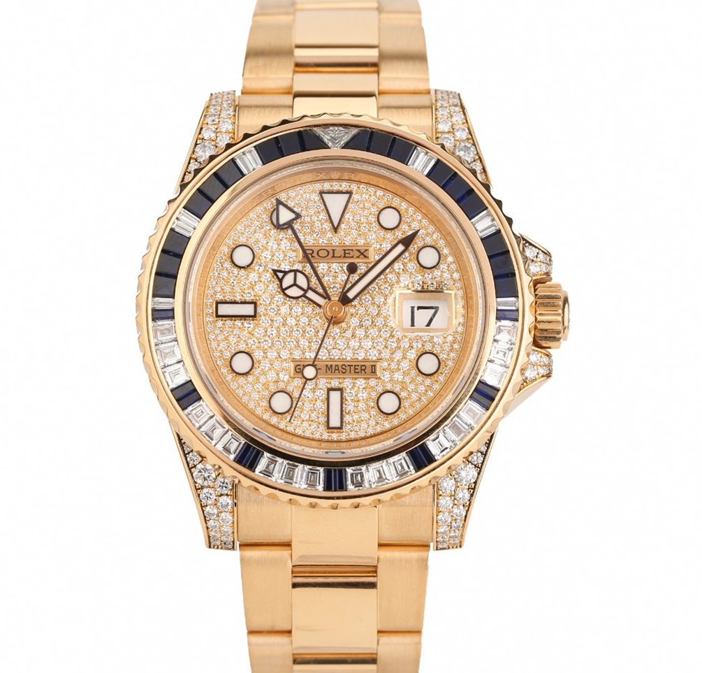 原装正品满钻[9.8新]劳力士格林尼治原镶钻自动机械男表116758