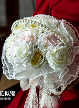 艳园《日耳曼》新娘手捧花diy材料自制领证高级感永生花结婚礼物