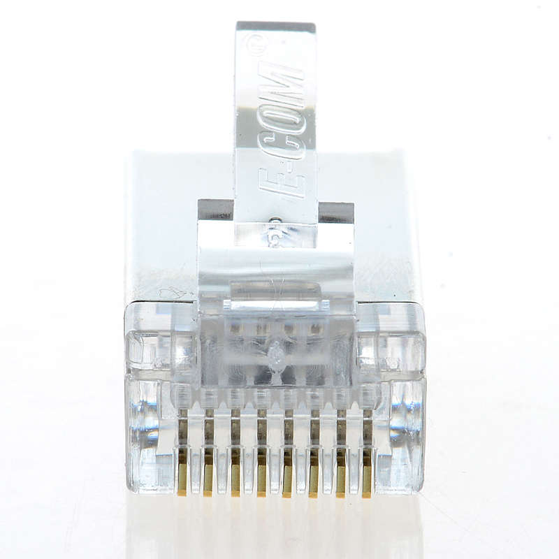 E-COM CAT5E 超五类屏蔽水晶头FTP铁壳网络水晶头网线头50/包