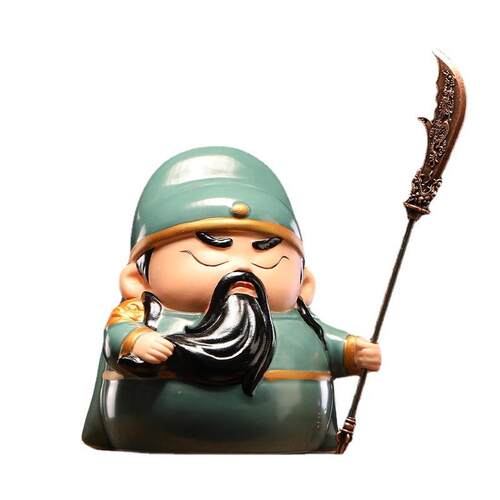 陶瓷关公人物神像汽车摆件招财工艺品武圣关羽家居办公茶室装饰品