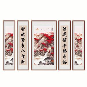 松树鹤五联中堂画客厅挂画农村大堂屋大气背景墙山水靠山对联壁画