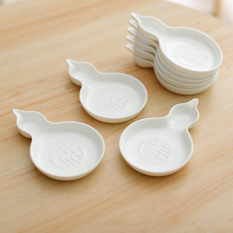 陶瓷调味碟碟醋碟酱油碟创意葫芦蘸料碟子筷架酒店商用定制LOGO
