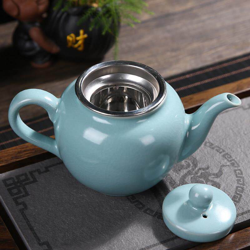 汝窑茶壶内置过滤网汝瓷开 片可养功夫茶具陶瓷大号单壶红茶泡茶