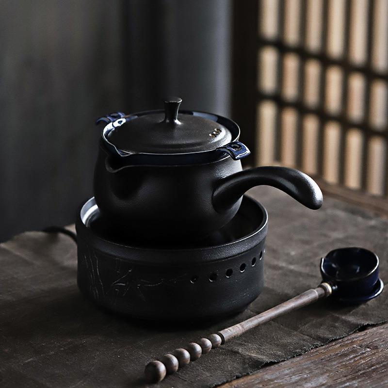 古法煮茶器陶瓷侧把煮茶壶 电陶炉黑茶普洱煮茶器茶具套装
