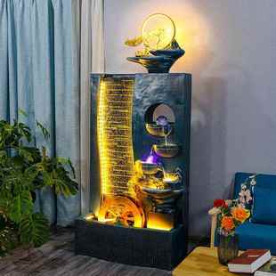 欧式 KPR饰花园鱼池落地水幕 意摆客现代办件公室厅流水玄关招财装