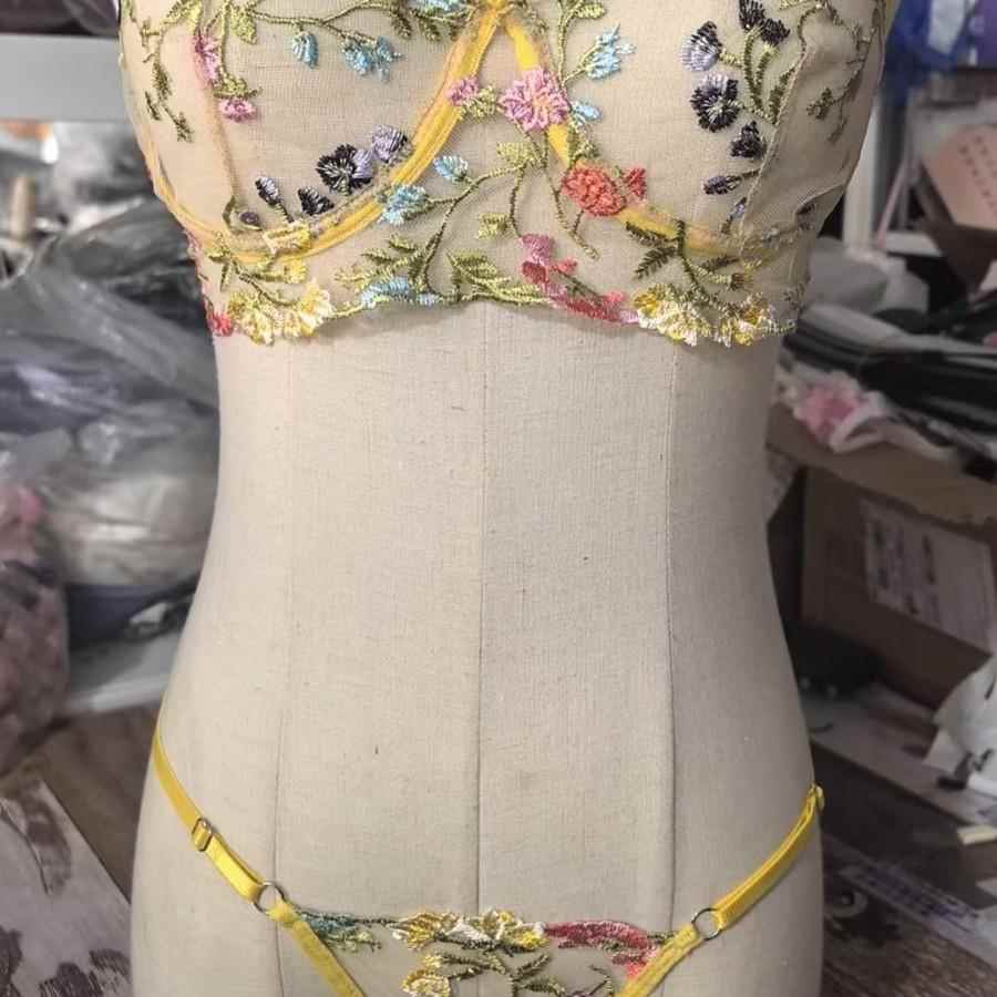 thong lingerie underwire small floral layer sexy single
