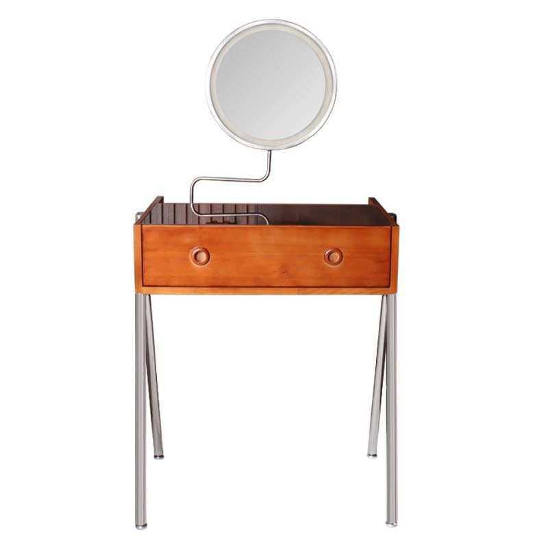北欧实木梳妆台日式原木卧室化妆桌高级感小户型复古储物化妆台