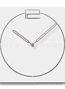 北欧木挂钟卧室静音欧式方形挂表白色客厅装饰钟表装饰品时钟墙钟