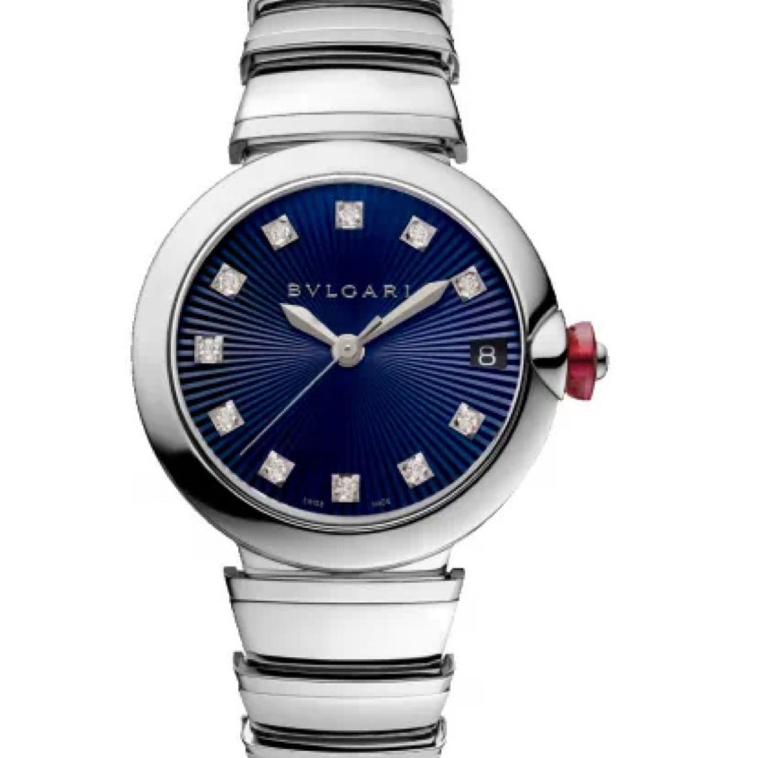 正品[9.8新]宝格丽LVCEA蓝面33mm自动机械女表102564