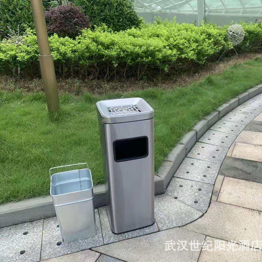 方形大容量环境桶物业单位用门口过道灭烟垃圾桶商用不锈钢室内