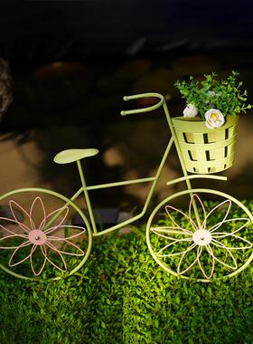 创意单车花篮外居花摆件家庭院花园草HA565448坪户单车花插花厂家