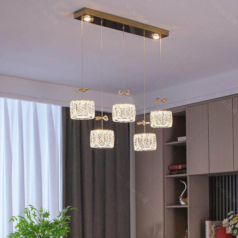 灯具轻奢餐厅灯吊灯现代简约三头餐桌灯创意饭厅灯个性吧台水晶灯