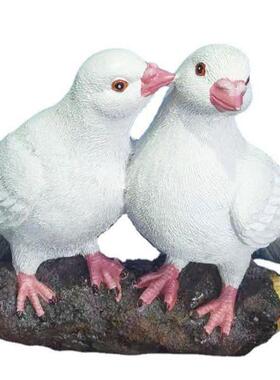 仿真鸽子情侣一对挂饰摆件树脂动物鸟雕塑模型庭院客厅花园装饰品