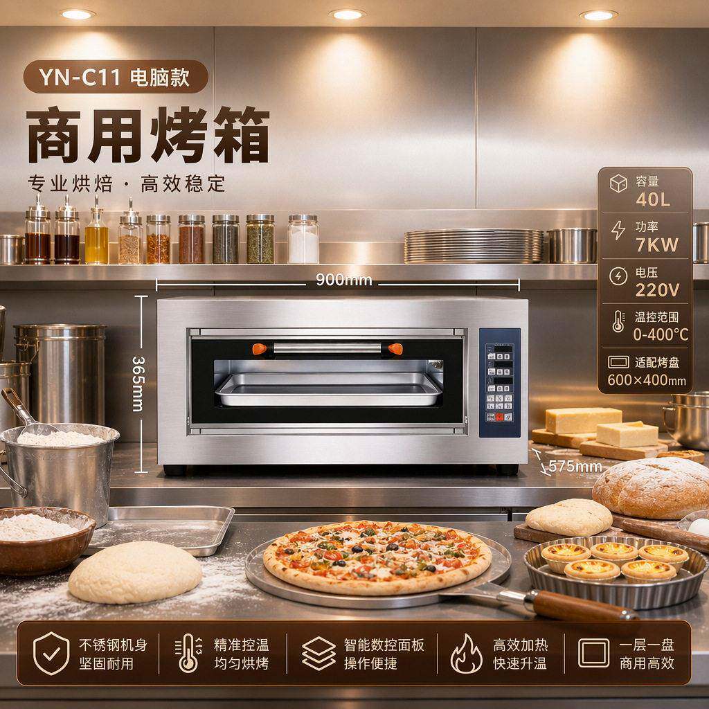 商用一层一盘电烤箱智能数控商用烘炉咖啡店烘焙店烘烤设备