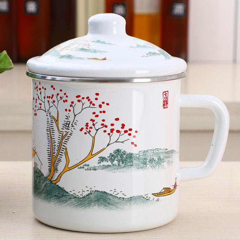 欧力嘉搪瓷杯搪瓷杯覆古风格大搪瓷茶杯方便面杯放大搪瓷罐冷水罐
